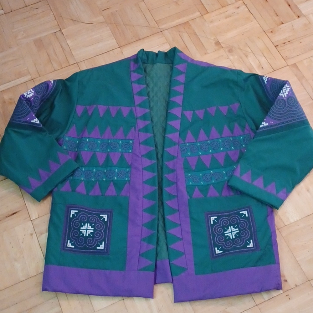 Jacket handmade women's size large hand crafted quilted